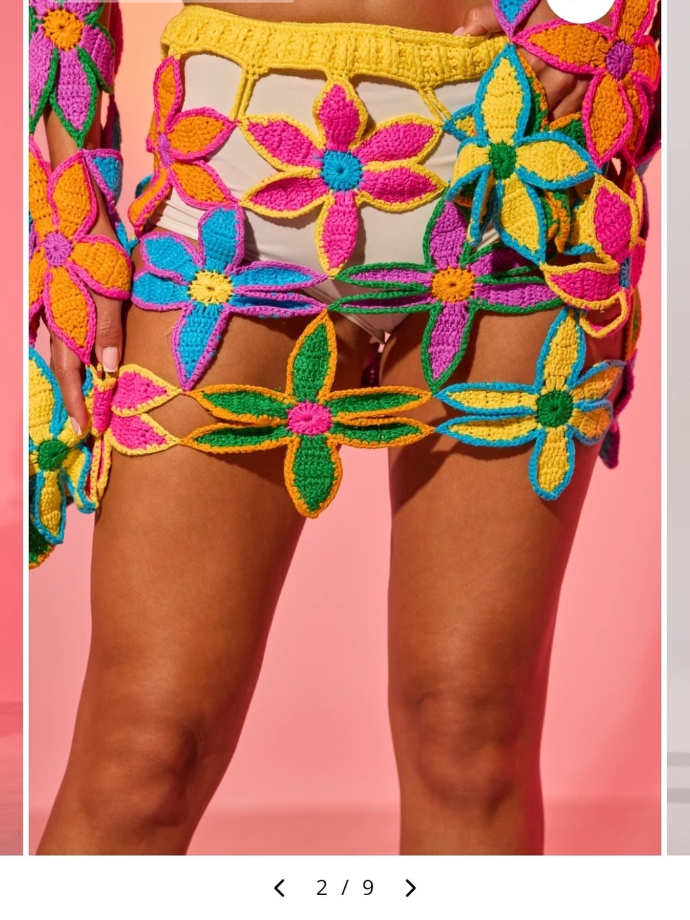 AKIRA Multicolor Crochet Floral Mini Swim Cover-Up